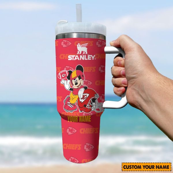 Kansas City Chiefs NFL Mickey Mouse Custom Stanley Quencher 30oz-40oz Stainless Steel Tumbler Hot And Cold Tumbler - Image 2