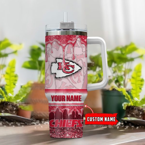 Kansas City Chiefs NFL Glitter Custom Stanley Quencher 30oz-40oz Stainless Steel Tumbler Hot And Cold Tumbler - Image 2