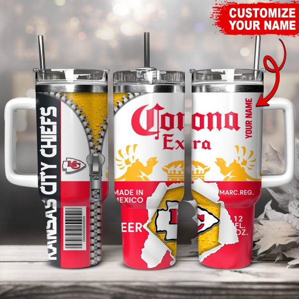 Kansas City Chiefs NFL Corona Extra Custom Stanley Quencher 30oz-40oz Stainless Steel Tumbler Hot And Cold Tumbler