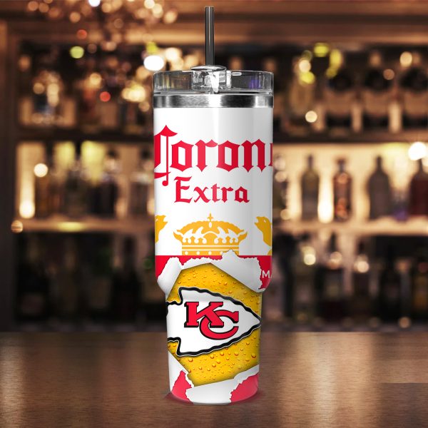 Kansas City Chiefs NFL Corona Extra Custom Stanley Quencher 30oz-40oz Stainless Steel Tumbler Hot And Cold Tumbler - Image 2