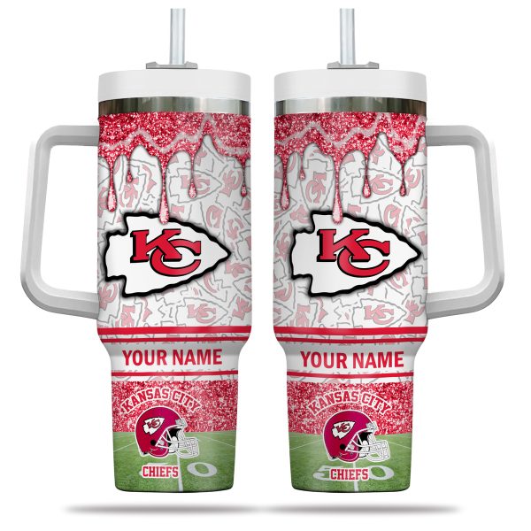 Kansas City Chiefs NFL Glitter Custom Stanley Quencher 30oz-40oz Stainless Steel Tumbler Hot And Cold Tumbler - Image 2