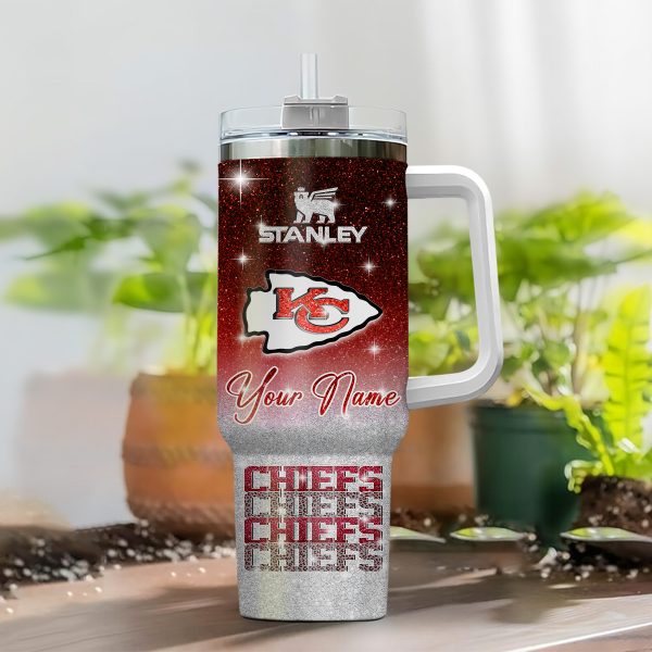 Kansas City Chiefs NFL Glitter Custom Stanley Quencher 30oz-40oz Stainless Steel Tumbler Hot And Cold Tumbler - Image 2