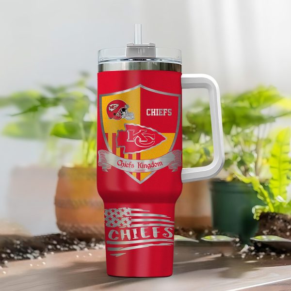 Kansas City Chiefs NFL Silver Logo Custom Stanley Quencher 30oz-40oz Stainless Steel Tumbler Hot And Cold Tumbler - Image 2