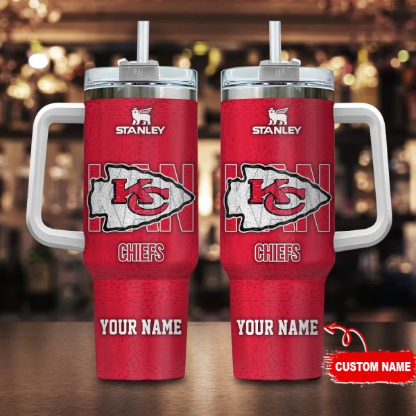 Kansas City Chiefs NFL 3D Logo Custom Stanley Quencher 30oz-40oz Stainless Steel Tumbler Hot And Cold Tumbler