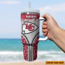 Kansas City Chiefs NFL Glitter Leopard Print Custom Stanley Quencher 30oz-40oz Stainless Steel Tumbler Hot And Cold Tumbler
