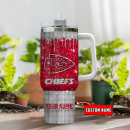 Kansas City Chiefs NFL Glitter and Diamonds Bling Custom Stanley Quencher 30oz-40oz Stainless Steel Tumbler Hot And Cold Tumbler