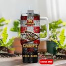 Kansas City Chiefs NFL Glitter Golden Logo Custom Stanley Quencher 30oz-40oz Stainless Steel Tumbler Hot And Cold Tumbler