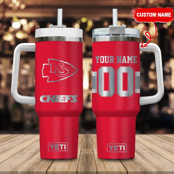 Kansas City Chiefs NFL Laser Engraved Effect Custom Stanley Quencher 30oz-40oz Stainless Steel Tumbler Hot And Cold Tumbler
