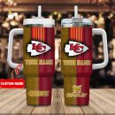 Kansas City Chiefs NFL Leather Effect Custom Stanley Quencher 30oz-40oz Stainless Steel Tumbler Hot And Cold Tumbler