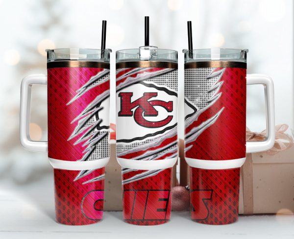 Kansas City Chiefs NFL Bling Effect Custom Stanley Quencher 30oz-40oz Stainless Steel Tumbler Hot And Cold Tumbler
