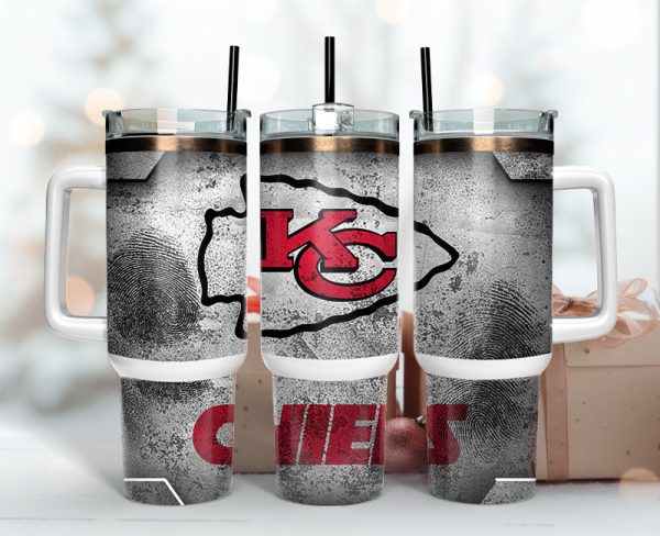 Kansas City Chiefs NFL Fingerprint Effect Custom Stanley Quencher 30oz-40oz Stainless Steel Tumbler Hot And Cold Tumbler
