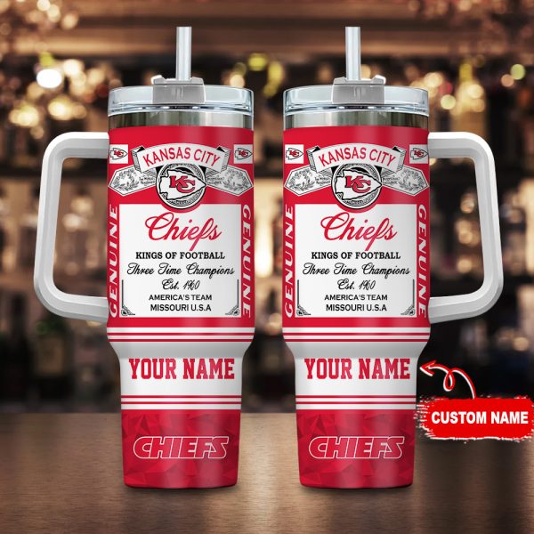 Kansas City Chiefs NFL Kings of Football Custom Stanley Quencher 30oz-40oz Stainless Steel Tumbler Hot And Cold Tumbler