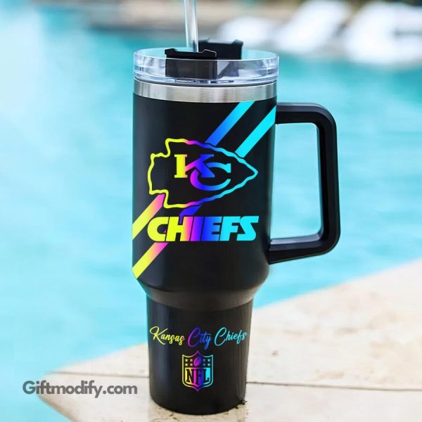 Kansas City Chiefs NFL Hologram Logo Custom Stanley Quencher 30oz-40oz Stainless Steel Tumbler Hot And Cold Tumbler - Image 2