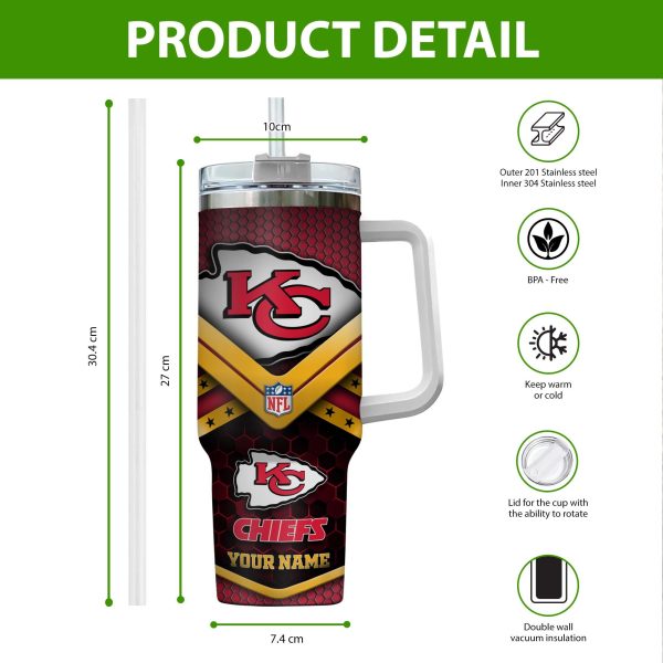 Kansas City Chiefs NFL Custom Stanley Quencher 30oz-40oz Stainless Steel Tumbler Hot And Cold Tumbler - Image 2