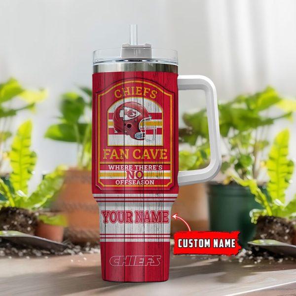 Kansas City Chiefs NFL Fan Cave Custom Stanley Quencher 30oz-40oz Stainless Steel Tumbler Hot And Cold Tumbler - Image 2