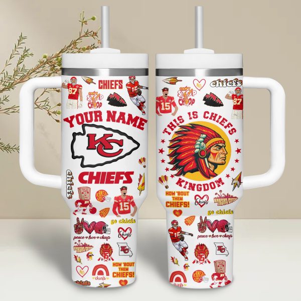 Kansas City Chiefs NFL Custom Stanley Quencher 30oz-40oz Stainless Steel Tumbler
