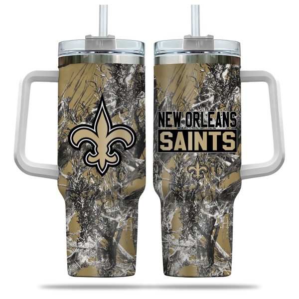 New Orleans Saints NFL Hunting Custom Stanley Quencher 30oz-40oz Stainless Steel Tumbler Hot And Cold Tumbler