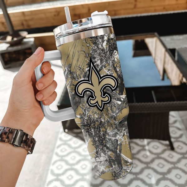 New Orleans Saints NFL Hunting Custom Stanley Quencher 30oz-40oz Stainless Steel Tumbler Hot And Cold Tumbler - Image 2