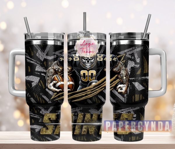 New Orleans Saints Custom Stanley Quencher 30oz-40oz Stainless Steel Tumbler Hot And Cold Tumbler