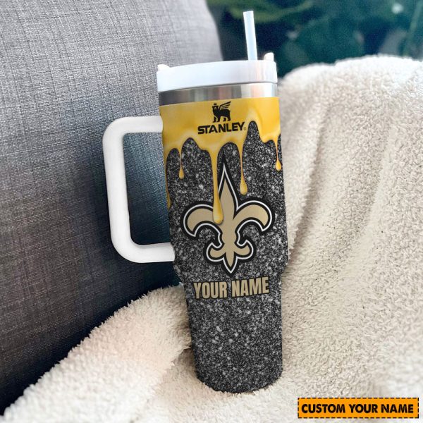 NFL New Orleans Saints Custom Stanley Quencher 30oz-40oz Stainless Steel Tumbler Hot And Cold Tumbler - Image 2