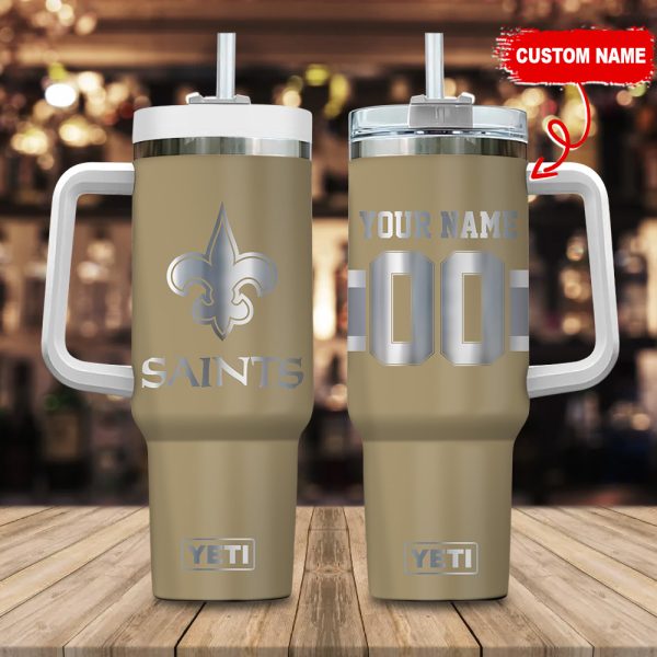 New Orleans Saints NFL Laser Engraved Effect Custom Stanley Quencher 30oz-40oz Stainless Steel Tumbler Hot And Cold Tumbler