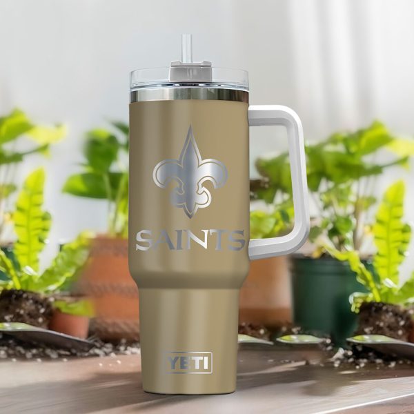 New Orleans Saints NFL Laser Engraved Effect Custom Stanley Quencher 30oz-40oz Stainless Steel Tumbler Hot And Cold Tumbler - Image 2