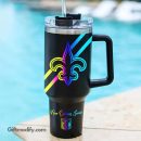 New Orleans Saints NFL Hologram Logo Custom Stanley Quencher 30oz-40oz Stainless Steel Tumbler Hot And Cold Tumbler