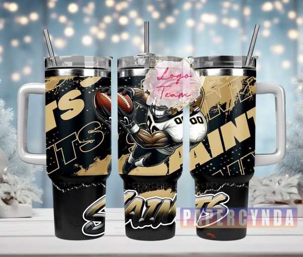 New Orleans Saints Custom Stanley Quencher 30oz-40oz Stainless Steel Tumbler Hot And Cold Tumbler