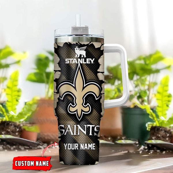 New Orleans Saints NFL Custom Stanley Quencher 30oz-40oz Stainless Steel Tumbler Hot And Cold Tumbler - Image 2