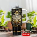 New Orleans Saints NFL Glitter Golden Logo Custom Stanley Quencher 30oz-40oz Stainless Steel Tumbler Hot And Cold Tumbler
