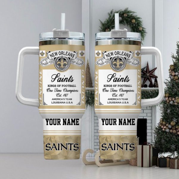 New Orleans Saints NFL Custom Stanley Quencher 30oz-40oz Stainless Steel Tumbler Hot And Cold Tumbler - Image 2