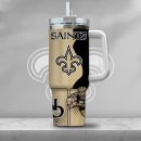 NFL New Orleans Saints Gangster Skeleton Custom Stanley Quencher 30oz-40oz Stainless Steel Tumbler Hot And Cold Tumbler