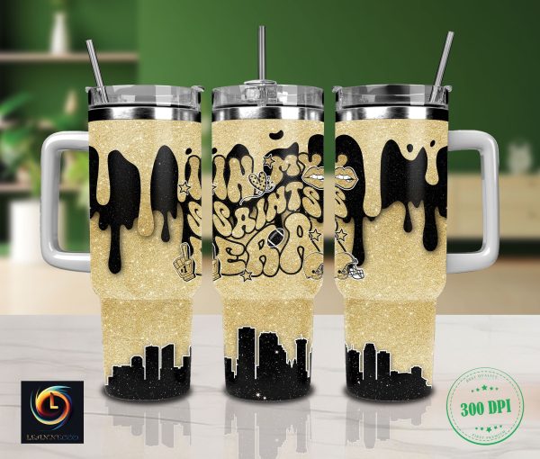 New Orleans Saints NFL Glitter Custom Stanley Quencher 30oz-40oz Stainless Steel Tumbler Hot And Cold Tumbler