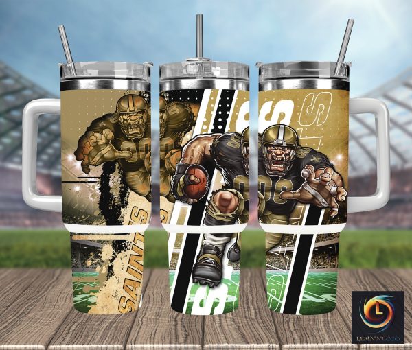 New Orleans Saints NFL Mascot Custom Stanley Quencher 30oz-40oz Stainless Steel Tumbler Hot And Cold Tumbler