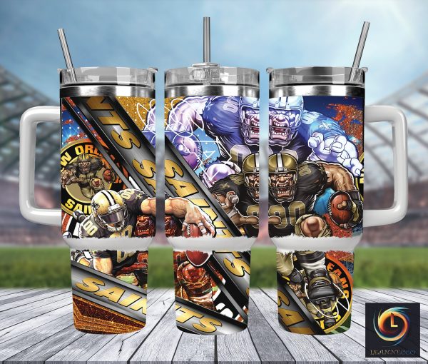 New Orleans Saints NFL Mascot Custom Stanley Quencher 30oz-40oz Stainless Steel Tumbler Hot And Cold Tumbler