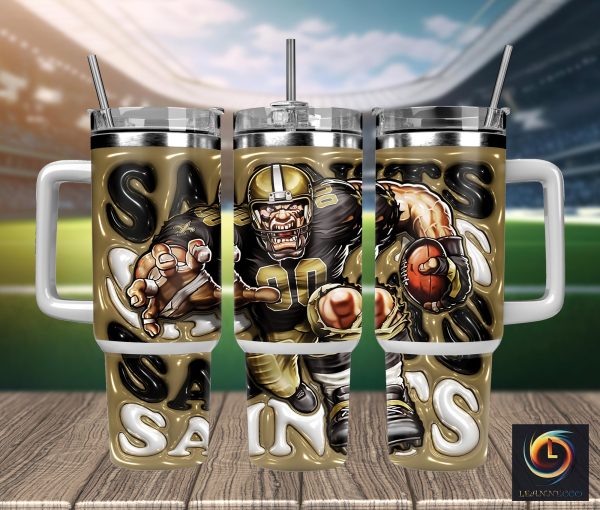 New Orleans Saints NFL Mascot Custom Stanley Quencher 30oz-40oz Stainless Steel Tumbler Hot And Cold Tumbler