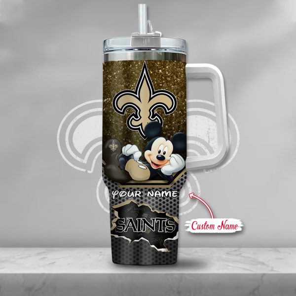 New Orleans Saints NFL Custom Stanley Quencher 30oz-40oz Stainless Steel Tumbler Hot And Cold Tumbler - Image 2