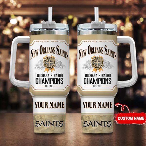 New Orleans Saints NFL Jim Beam Custom Stanley Quencher 30oz-40oz Stainless Steel Tumbler Hot And Cold Tumbler