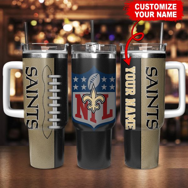 New Orleans Saints NFL Custom Stanley Quencher 30oz-40oz Stainless Steel Tumbler Hot And Cold Tumbler - Image 2