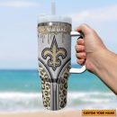 New Orleans Saints NFL Glitter Leopard Print Custom Stanley Quencher 30oz-40oz Stainless Steel Tumbler Hot And Cold Tumbler