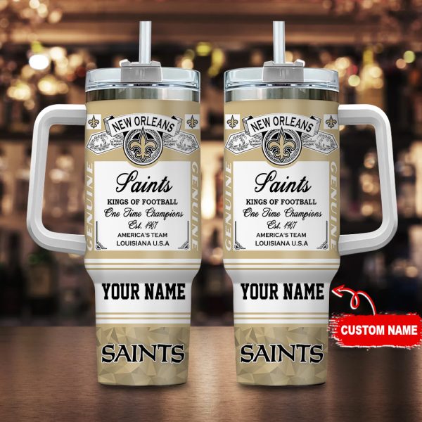 New Orleans Saints NFL Kings of Football Custom Stanley Quencher 30oz-40oz Stainless Steel Tumbler Hot And Cold Tumbler
