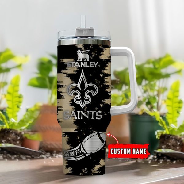 New Orleans Saints NFL Custom Stanley Quencher 30oz-40oz Stainless Steel Tumbler Hot And Cold Tumbler - Image 2