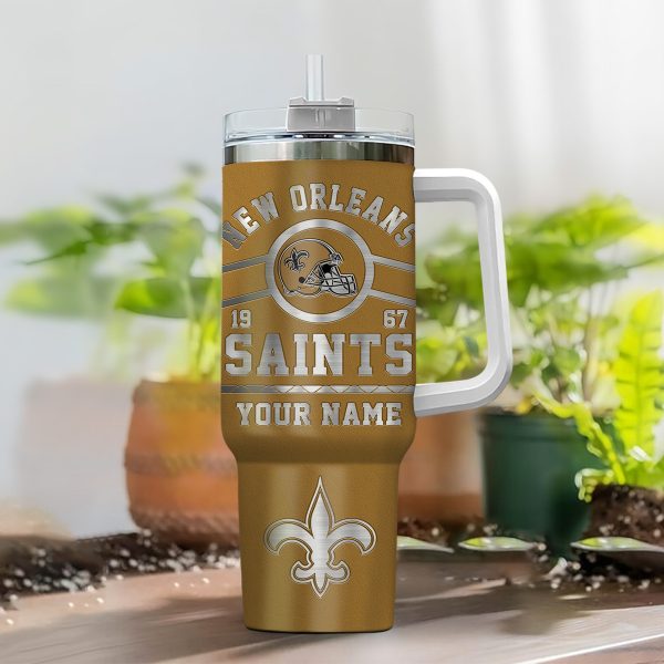 New Orleans Saints NFL Custom Stanley Quencher 30oz-40oz Stainless Steel Tumbler Hot And Cold Tumbler - Image 2