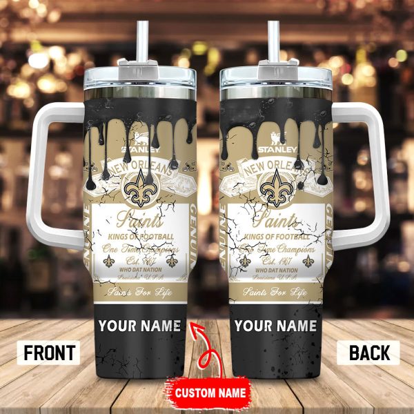New Orleans Saints NFL Kings Of Football Custom Stanley Quencher 30oz-40oz Stainless Steel Tumbler Hot And Cold Tumbler