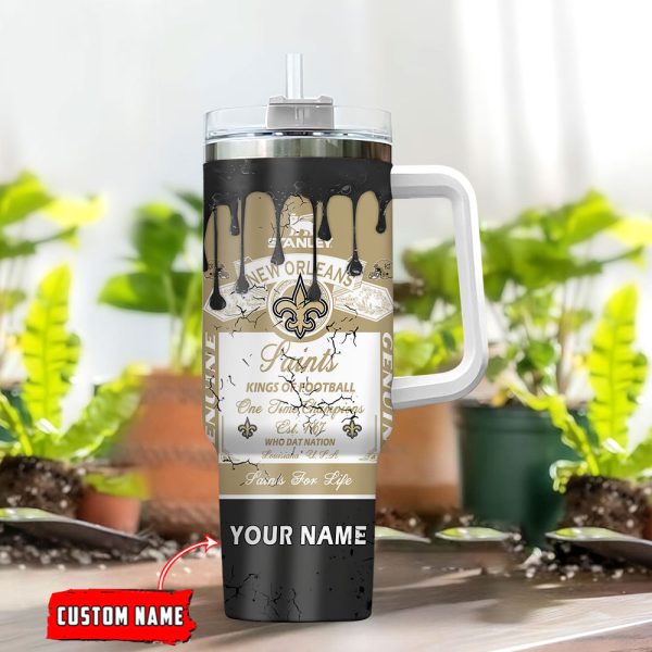 New Orleans Saints NFL Kings Of Football Custom Stanley Quencher 30oz-40oz Stainless Steel Tumbler Hot And Cold Tumbler - Image 2