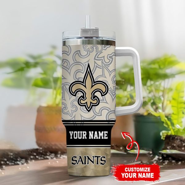 New Orleans Saints NFL Custom Stanley Quencher 30oz-40oz Stainless Steel Tumbler Hot And Cold Tumbler - Image 2