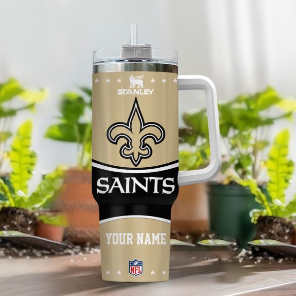 New Orleans Saints NFL Custom Stanley Quencher 30oz-40oz Stainless Steel Tumbler Hot And Cold Tumbler - Image 2