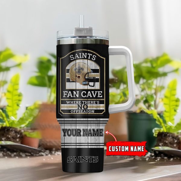 New Orleans Saints NFL Fan Cave Custom Stanley Quencher 30oz-40oz Stainless Steel Tumbler Hot And Cold Tumbler - Image 2