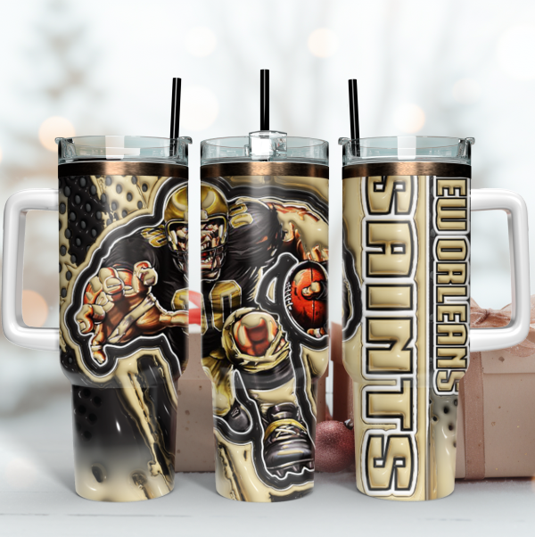 New Orleans Saints NFL Mascot Custom Stanley Quencher 30oz-40oz Stainless Steel Tumbler Hot And Cold Tumbler