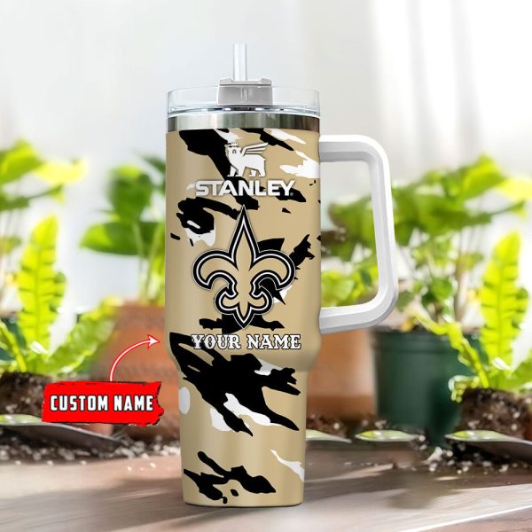 New Orleans Saints NFL Custom Stanley Quencher 30oz-40oz Stainless Steel Tumbler Hot And Cold Tumbler - Image 2